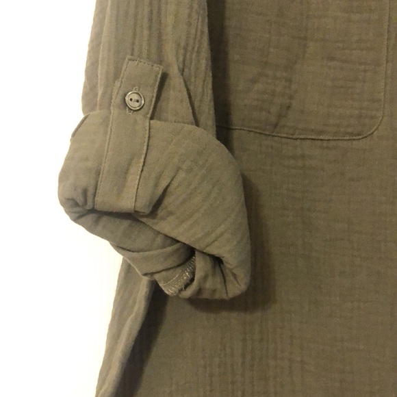 Sanctuary 100% Cotton Gauze Shirt in an olive green. XL - NWT Back to Nature - Picture 3 of 9